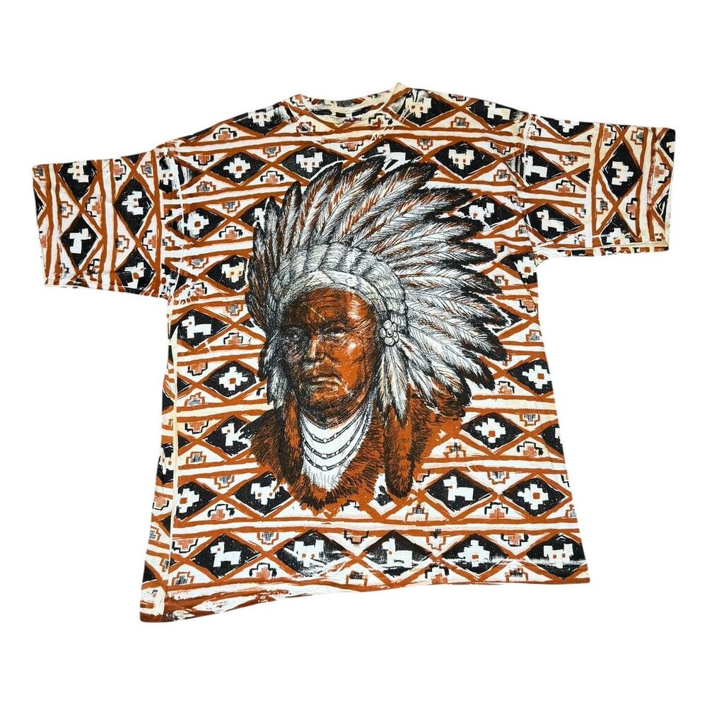 Vintage Native American Indian Chief Big Print AOP T-Shirt